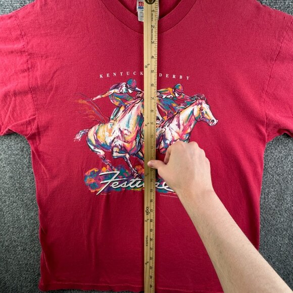 VTG Kentucky Derby 1997 Red T Shirt USA Large Short Sleeve Cotton Horse Racing - Picture 2 of 15
